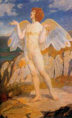 Angus Og, God of Love and Courtesy, Putting a Spell of Summer Calm on the Sea by John Duncan