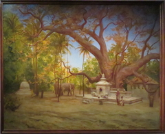 Arbre du Bouddha Sakyamuni à Kandy by Félix Élie Régamey