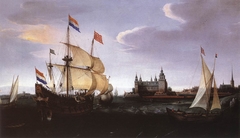 Arrival of a Dutch Three master at Schloss Kronberg by Hendrick Cornelisz Vroom