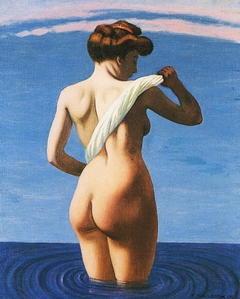 Bathing woman drying her back with a rolled cloth by Félix Vallotton