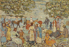 Beach Scene with Donkeys (or Mules) by Maurice Prendergast