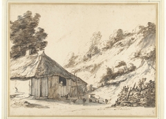 Boerderij bij een zandheuvel by Anthonie van Borssom