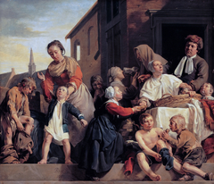 Caring for children at the Orphanage in Haarlem: three Acts of Mercy by Jan de Bray