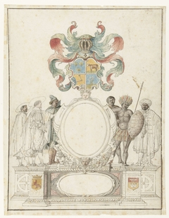 Cartouche voor een landkaart by Crispijn van de Passe I