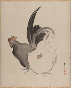 Cock and Hen by Kawabata Gyokushō