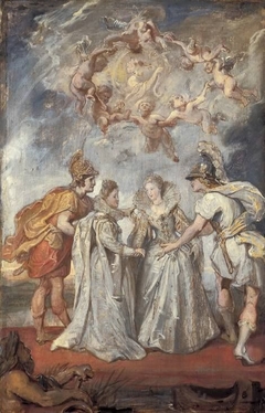 Die Familienverbindung zwischen Frankreich und Spanien (Skizze zum Medici-Zyklus) by Peter Paul Rubens