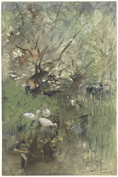 Eenden onder wilgen by Willem Maris