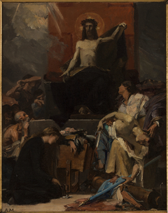 Esquisse pour l'église Saint-Nicolas-des-Champs : Le Christ Rédempteur, Le Christ appelle à lui les affligés by Albert Maignan