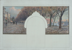 Esquisse pour la mairie d'Asnières : Paysage. Quais de la Seine à Asnières by Paul Schmitt