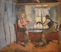 Farmhouse interior at Knabberud in Bærum by Harriet Backer