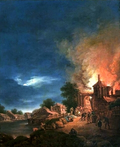 Fire of the town during the summer. by Kazimierz Żwan