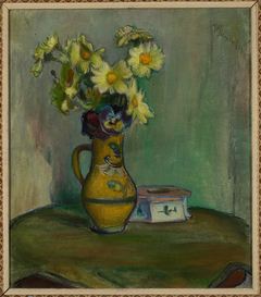 Flowers in a yellow pitcher by Władysław Ślewiński