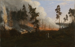 Forest fire by Wincenty Dmochowski