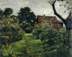 Garden with Red House by Edvard Munch