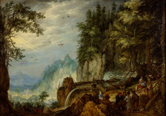 Gebirgslandschaft mit Reisenden by Roelant Savery