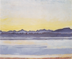 Genfersee mit Mont-Blanc vor Sonnenaufgang by Ferdinand Hodler