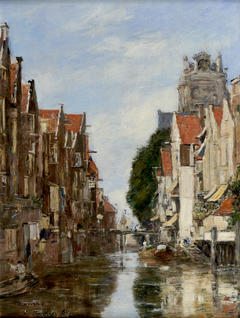 Gezicht in de Voorstraatshaven te Dordrecht by Eugène Louis Boudin