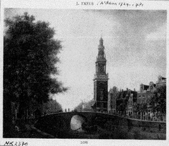 Gezicht op het Singel met de Jan Roodenpoortstoren te Amsterdam by Jan Ekels the Elder