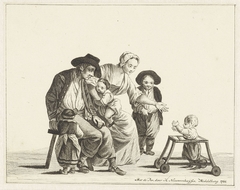 Gezin met kind in rolwagentje by Hendrik Nieuwenhuysen