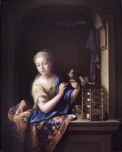 Girl with a Birdcage in a Window by Pieter van der Werff