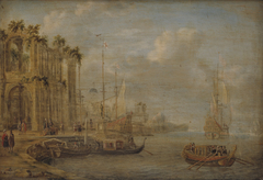 Harbour Scene with Antique Ruins by Jacobus Storck