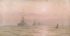 HMS 'Orion' leading the 2nd Battle Squadron of the Home Fleet, 1912-14 by Alma Burlton Cull