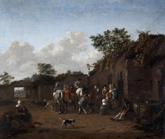 Horses being saddled in the Courtyard of an Inn by Anonymous