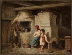 In a peasant cottage by Henryk Pillati