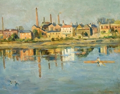 Industrial Landscape near Water by Emil von Gerliczy