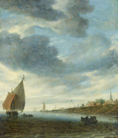 Inland Waters with a Sailboat by Salomon van Ruysdael
