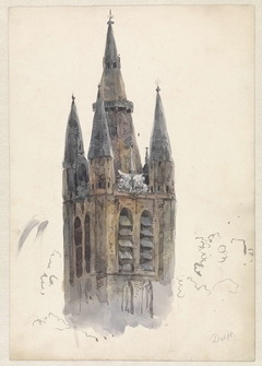 Kerktoren te Delft by Willem Anthonie van Deventer