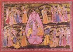 Krishna and Radha with Gopis by Anonymous