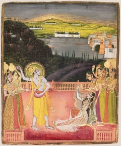 Krishna Celebrates Holi with Radha and the Gopis by Nihâl Chand