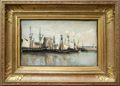 La Rochelle. Entrée du port d'échouage. by Jean-Baptiste-Camille Corot