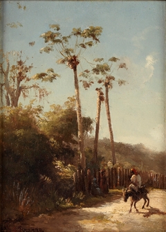 Landscape from the Antilles, Rider and Donkey on a Road by Camille Pissarro