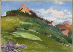 Landscape with pink mountain peaks by Władysław Ślewiński