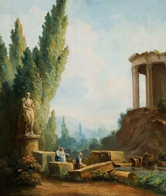 Landscape with the ruins of the Temple of the Sibyl at Tivoli. by Anonymous