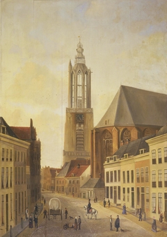 Langestraat met Onze Lieve Vrouwetoren, Amersfoort. by anonymous painter