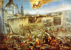 Largo Mercatello a Napoli durante la peste del 1656. by Domenico Gargiulo