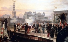 Le Retour des cendres de Napoléon Ier, l'arrivée de la Dorade à Courbevoie, le 14 décembre 1840 by Henri Félix Emmanuel Philippoteaux