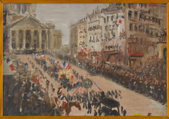 Les funérailles de Victor Hugo, le cortège rue Soufflot by Edmond Lachenal