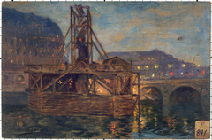 Les travaux du métropolitain au pont Saint-Michel en 1906 by Victor Marec