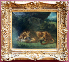 Lion Devouring a Rabbit by Eugène Delacroix