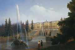 Look to the Large Cascade and Large Petergof Palace by Ivan Ayvazovsky