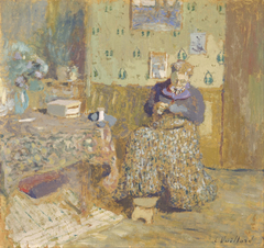 Madame Vuillard Sewing by Édouard Vuillard