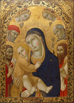 Madonna and Child with Saints Jerome, John the ... by Sano di Pietro