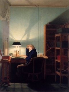 Man reading by lamplight by Georg Friedrich Kersting