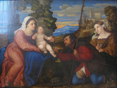 Maria mit dem Kinde, dem Hl. Rochus und einer Heiligen by Palma Vecchio