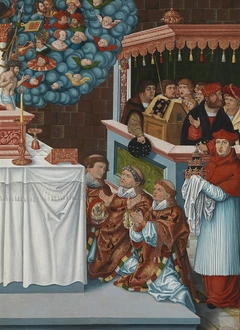 Messe des hl. Gregor mit Kardinal Albrecht von Brandenburg (Anonymer Meister seiner Werkstatt) by Lucas Cranach the Elder