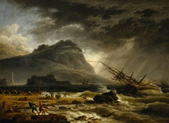 Midday: A Ship Offshore, foundering in a Storm by Joseph Vernet